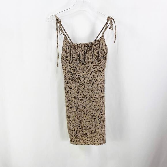 SHEIN Brown Leopard Spotted Tie Shoulder Mini Dress - Picture 2 of 11